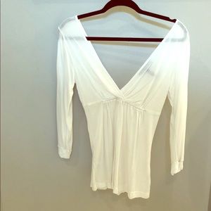 BCBG Maxazria white long sleeve top